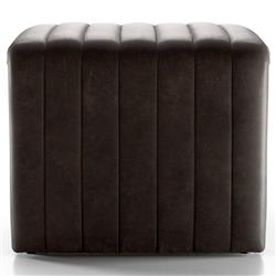 Leo Mid Century Modern Dark Brown Leather Ottoman|