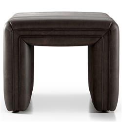 Leo Mid Century Modern Dark Brown Leather Ottoman|
