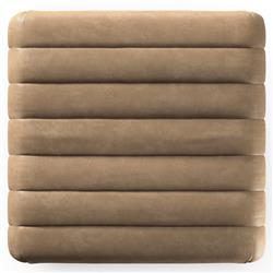 Leo Mid Century Modern Beige Leather Ottoman|