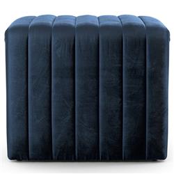 Leo Mid Century Modern Blue Velvet Ottoman|