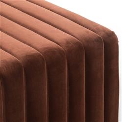 Leo Mid Century Modern Auburn Brown Velvet Ottoman|