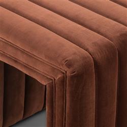 Leo Mid Century Modern Auburn Brown Velvet Ottoman|