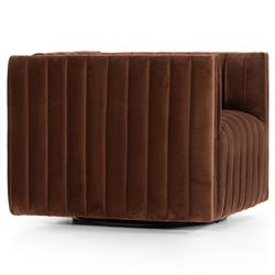 Leo Mid Century Modern Auburn Brown Velvet Swivel Chair|