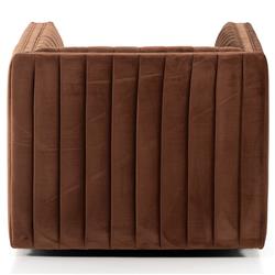 Leo Mid Century Modern Auburn Brown Velvet Swivel Chair|