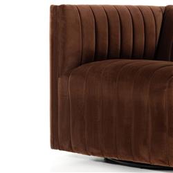 Leo Mid Century Modern Auburn Brown Velvet Swivel Chair|