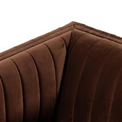 Leo Mid Century Modern Auburn Brown Velvet Swivel Chair|