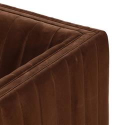 Leo Mid Century Modern Auburn Brown Velvet Swivel Chair|