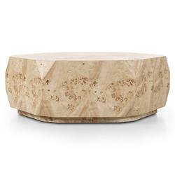 Daphne Modern Classic Light Burl Round Drum Coffee Table|
