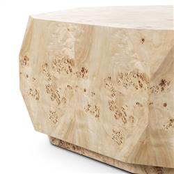 Daphne Modern Classic Light Burl Round Drum Coffee Table|