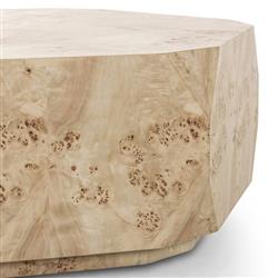 Daphne Modern Classic Light Burl Round Drum Coffee Table|