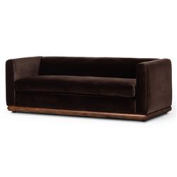 Jordane Mid Century Modern Dark Brown Velvet Sofa - 83"|