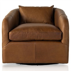 Perrin Modern Classic Brown Leather Swivel Chair|