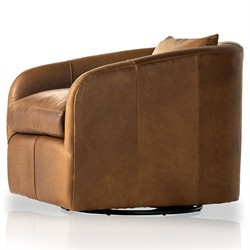 Perrin Modern Classic Brown Leather Swivel Chair|