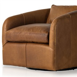 Perrin Modern Classic Brown Leather Swivel Chair|