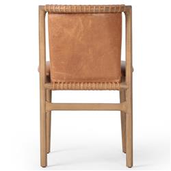 Blaise Rustic Lodge Brown Leather Natural Wood Dining Side Chair|