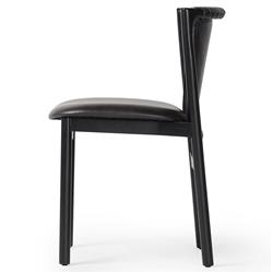 Blaise Rustic Lodge Black Leather Black Wood Dining Side Chair|