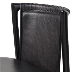 Blaise Rustic Lodge Black Leather Black Wood Dining Side Chair|