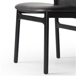 Blaise Rustic Lodge Black Leather Black Wood Dining Side Chair|