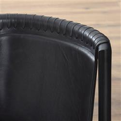 Blaise Rustic Lodge Black Leather Black Wood Dining Side Chair|