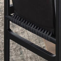 Blaise Rustic Lodge Black Leather Black Wood Dining Side Chair|