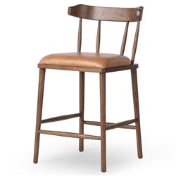 Bella Modern Classic Brown Leather Windsor Counter Stool|