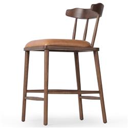 Bella Modern Classic Brown Leather Windsor Counter Stool|