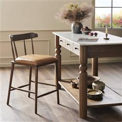 Bella Modern Classic Brown Leather Windsor Counter Stool|