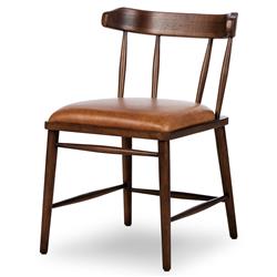 Bella Modern Classic Brown Leather Windsor Dining Side Chair|