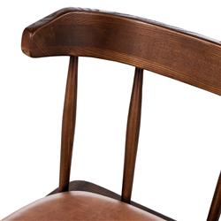 Bella Modern Classic Brown Leather Windsor Dining Side Chair|