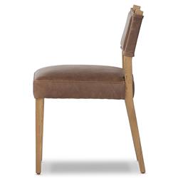 Ely Rustic Lodge Brown Leather Oak Dining Side Chair|