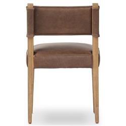 Ely Rustic Lodge Brown Leather Oak Dining Side Chair|