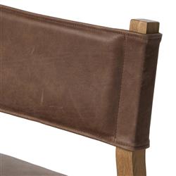 Ely Rustic Lodge Brown Leather Oak Dining Side Chair|