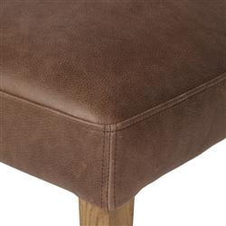 Ely Rustic Lodge Brown Leather Oak Dining Side Chair|