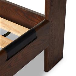 Hadley Rustic Lodge Black Leather Tufted Bed - Queen|