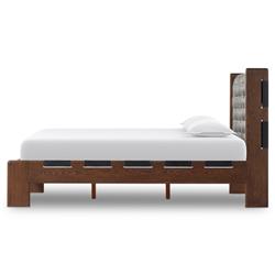 Hadley Rustic Lodge Black Leather Tufted Bed - Queen|