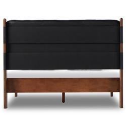 Hadley Rustic Lodge Black Leather Tufted Bed - Queen|