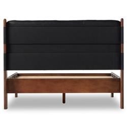 Hadley Rustic Lodge Black Leather Tufted Bed - Queen|