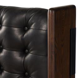 Hadley Rustic Lodge Black Leather Tufted Bed - Queen|