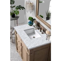 Fynn French Country Carrara Marble Whitewashed Wood Vanity Sink - 36"|
