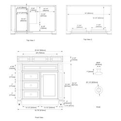 Fynn French Country Carrara Marble Whitewashed Wood Vanity Sink - 36"|