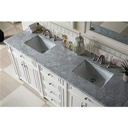 Fynn French Country Carrara Marble White Wood Double Vanity Sink - 72"|