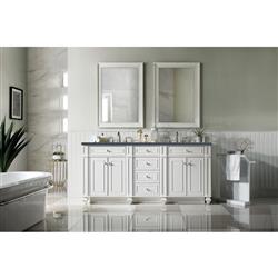 Fynn French Country Charcoal Quartz White Wood Double Vanity Sink - 72"|