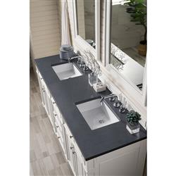 Fynn French Country Charcoal Quartz White Wood Double Vanity Sink - 72"|