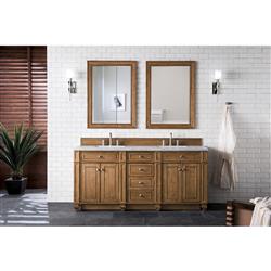 Fynn French Country Carrara Marble Brown Wood Double Vanity Sink - 72"|
