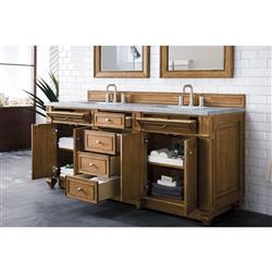 Fynn French Country Carrara Marble Brown Wood Double Vanity Sink - 72"|