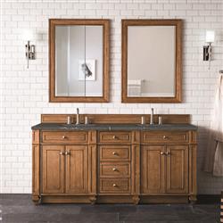 Fynn French Country Parisien Bleu Quartz Brown Wood Double Vanity Sink - 72"|