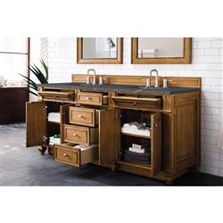 Fynn French Country Parisien Bleu Quartz Brown Wood Double Vanity Sink - 72"|
