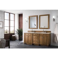 Fynn French Country White Zeus Quartz Brown Wood Double Vanity Sink - 72"|