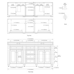 Fynn French Country White Zeus Quartz Brown Wood Double Vanity Sink - 72"|
