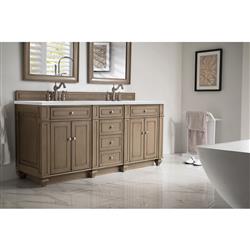 Fynn French Country Carrara Marble Whitewashed Wood Double Vanity Sink - 72"|